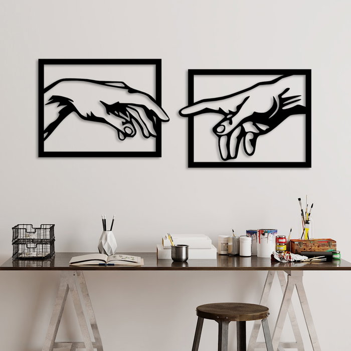 Wallity Hands Escultura de Pared de Metal Negra (2 Piezas)